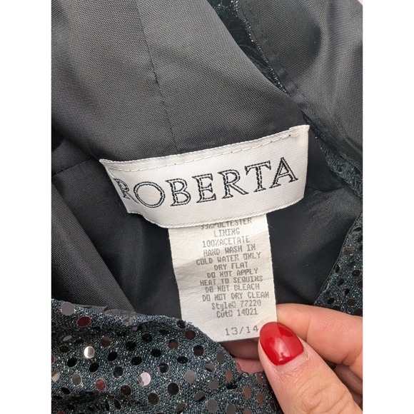 Roberta Vintage Black Sleeveless Sequin Dress Halter Cocktail Evening Sz 13/14 - Picture 3 of 9